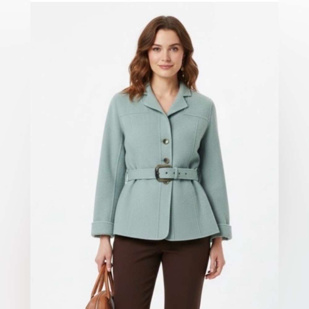 Dana Buchman Women's Light Green Blazer Aqua green  with belt